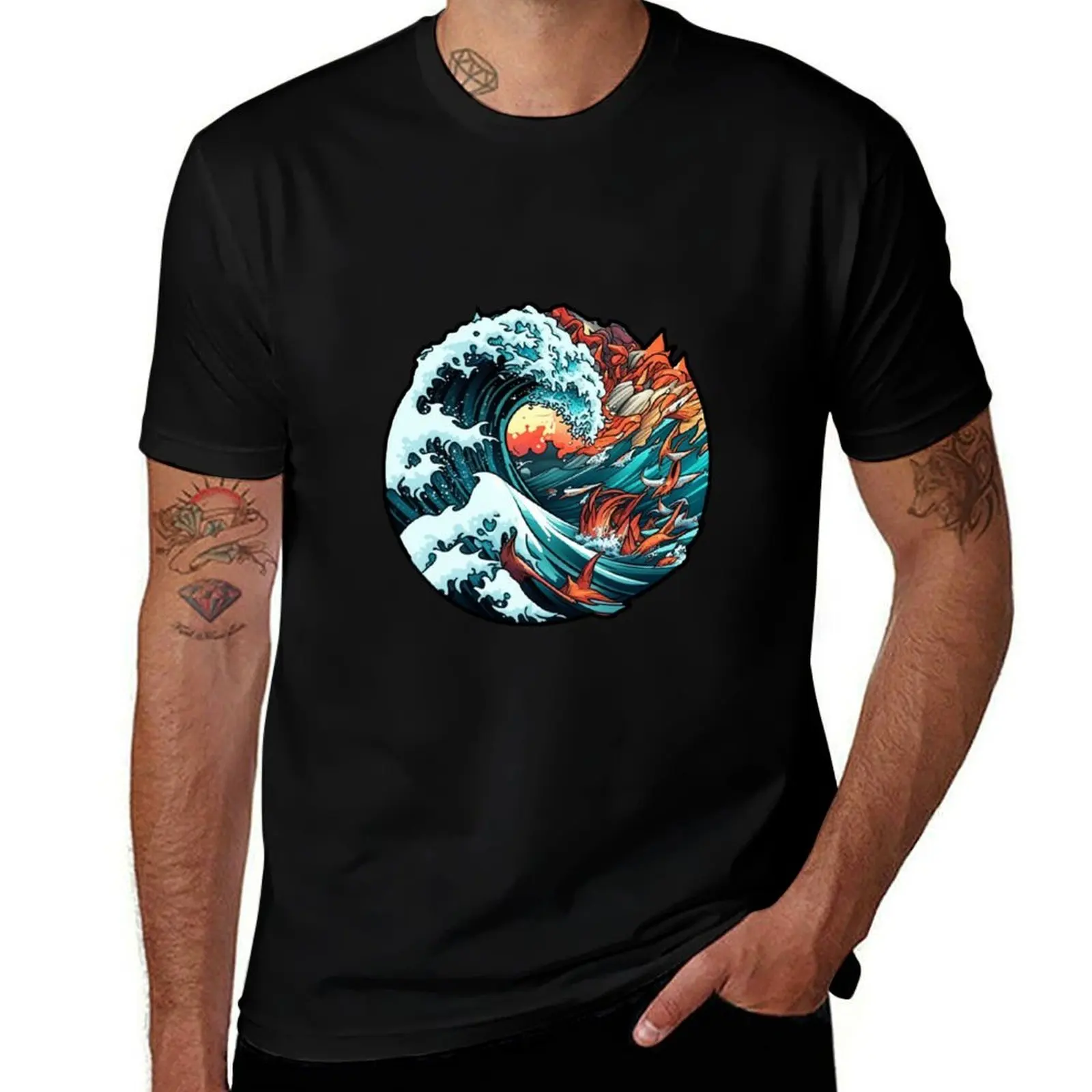 

Ocean Wave T-Shirt anime tshirt sweat Funny t-shirt anime clothes mens tall t shirts