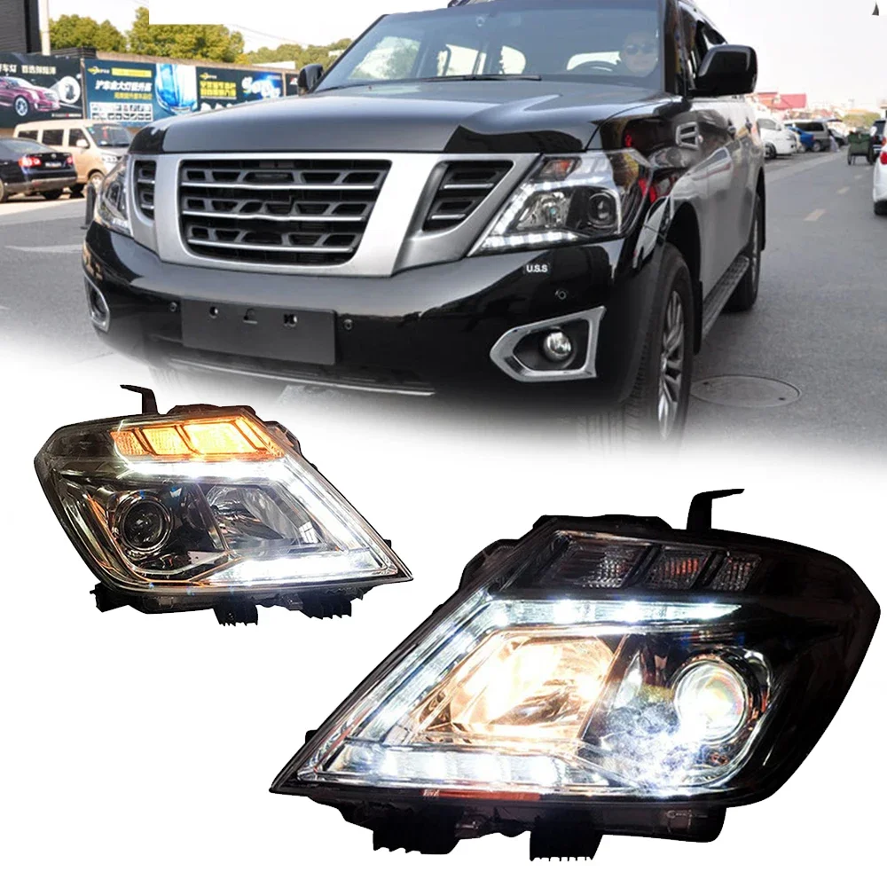 

Светодиодные фары для Nissan PATROL Y62 12-19, новый стиль, полностью светодиодные DRL, автомобильные фары в сборе, аксессуары для сигнала, модифицированная лампа