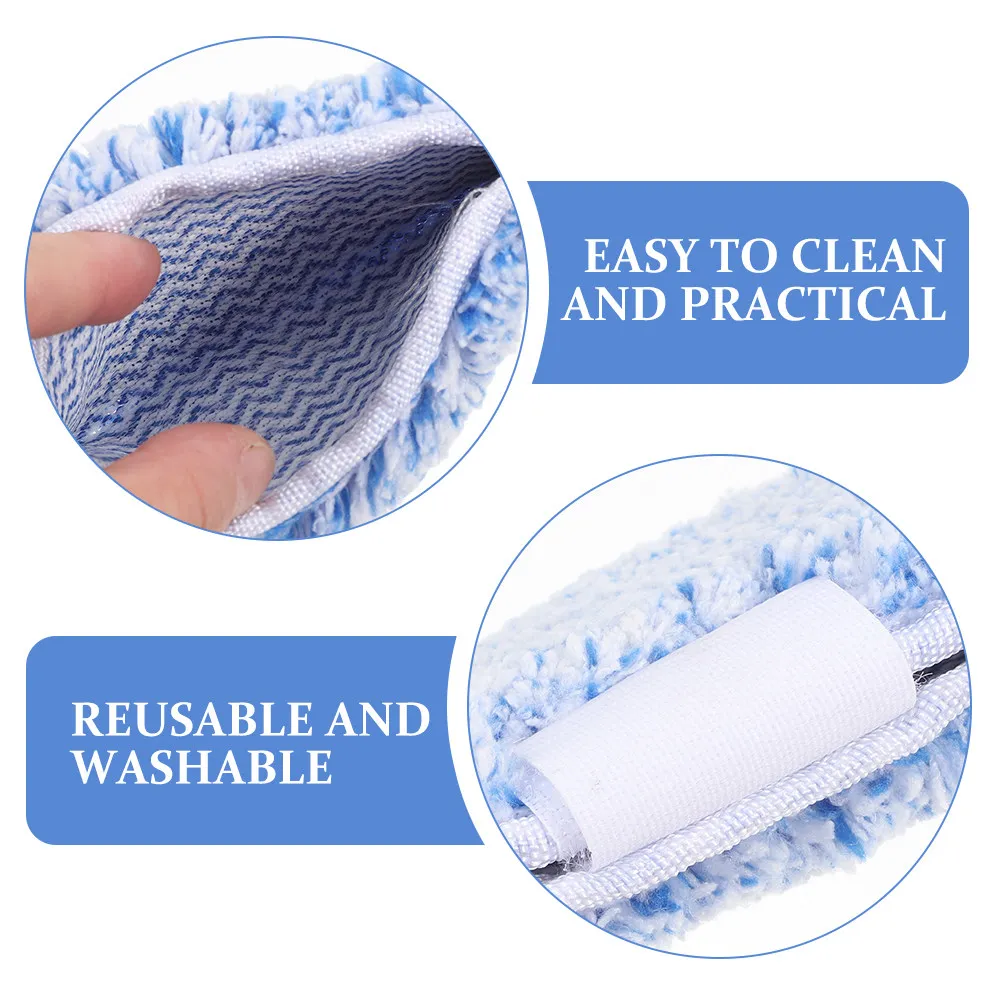 2Pcs Reusable Fabric Mop Pads Replacement for Window Washer Glass Cleaner Tools Streak Free Cleaning Mirrors Windows Smooth