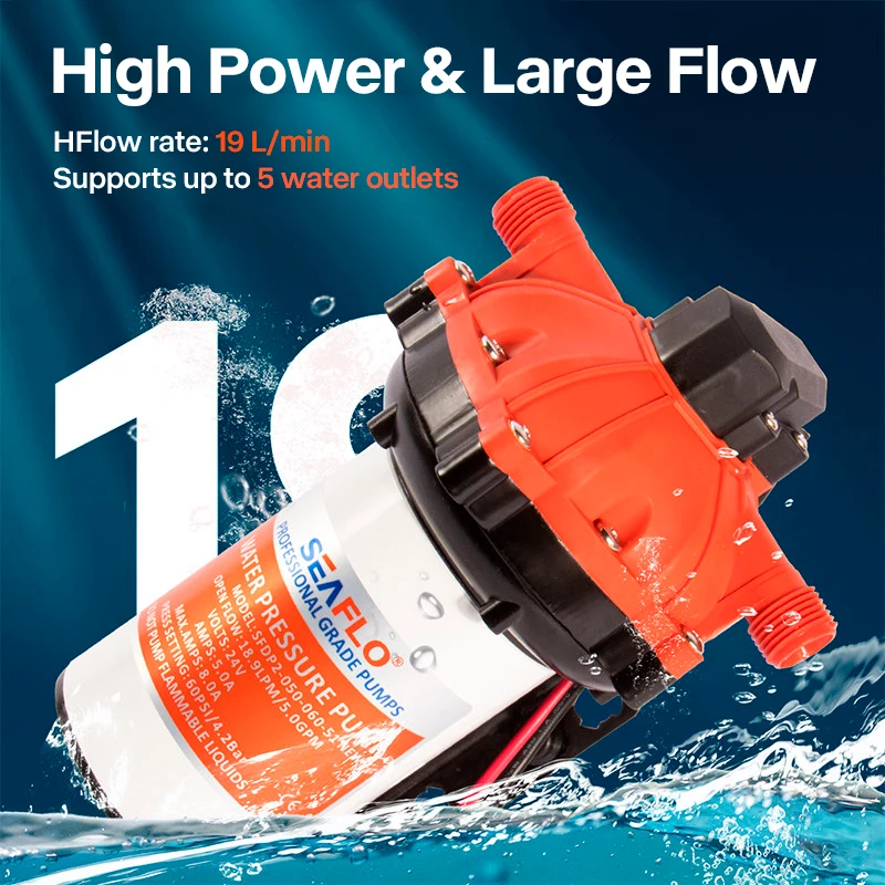 12V 24V High Pressure Water Pump Wash Kit Self Priming Diaphragm Pump RV Boat Cleaning System