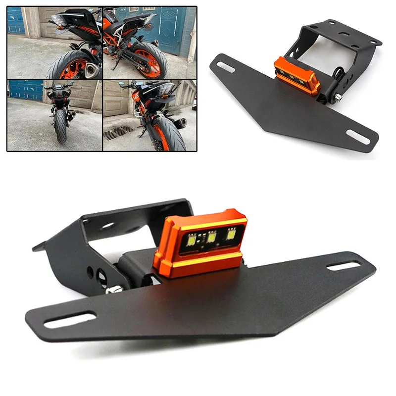 

Motorcycle Rear License Plate Tail Frame Holder Bracket with LED Light for KTM DUKE 125 250 390 200 2013 - 2016 2017 2018 2019