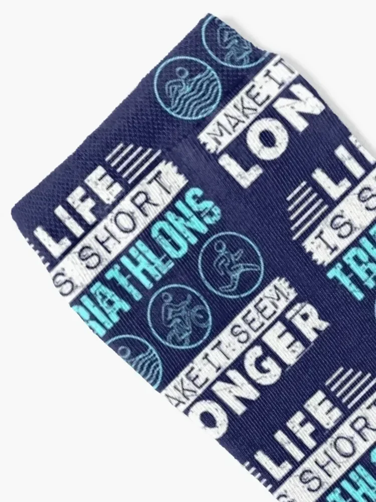 Life Is Short Triathlons Make It Seem Longer Triathlon Triathlete Socks floral custom Girl'S Socks Men's