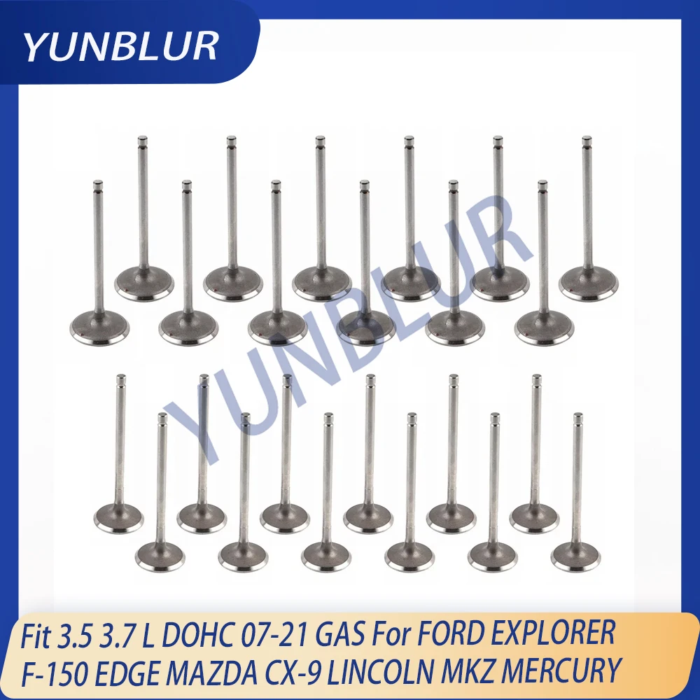 

12x Intake & 12x Exhaust Valve Kit Fit 3.5 3.7 L DOHC 07-21 GAS For FORD EXPLORER F-150 EDGE MAZDA CX-9 LINCOLN MKZ MERCURY