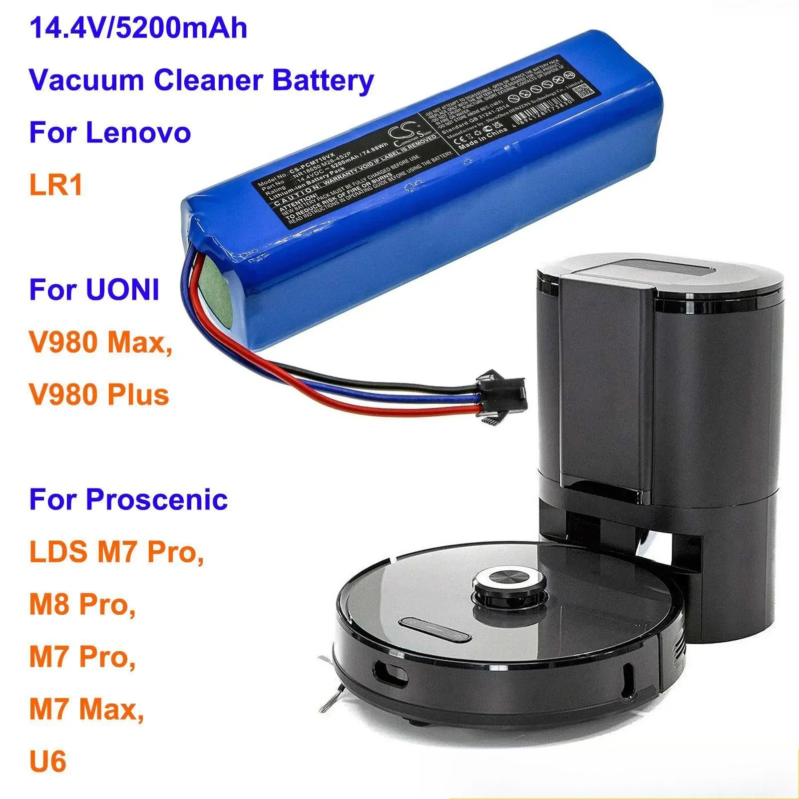 Cameron Sino 5200mAh Vacuum Cleaner Battery SUN-INTE-181 for Xiaomi Viomi S9, Viomi D800, For Viomi alpha 2 Pro, VXVC15-JC