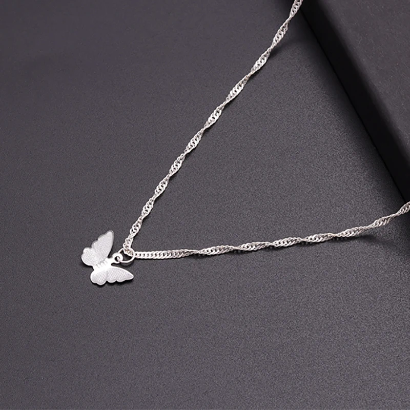 Aihua Mode Gold Silber Farbe Schmetterling Halskette Einfache Schmetterling Form Anhänger Halsband Geburtstag Party Geschenk Frauen Schmuck – Detail 2