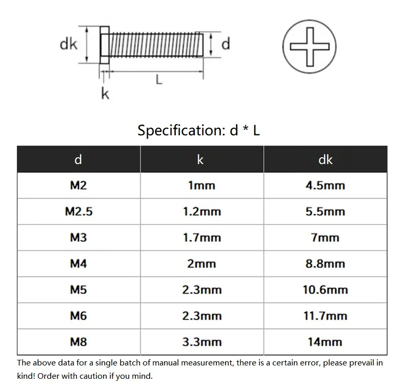 M2-M8 304 Stainless Steel Cross Phillips Recessed Large Flat Head Dispensing Screws Furniture Rivet Anti-loosening Gluing Bolts