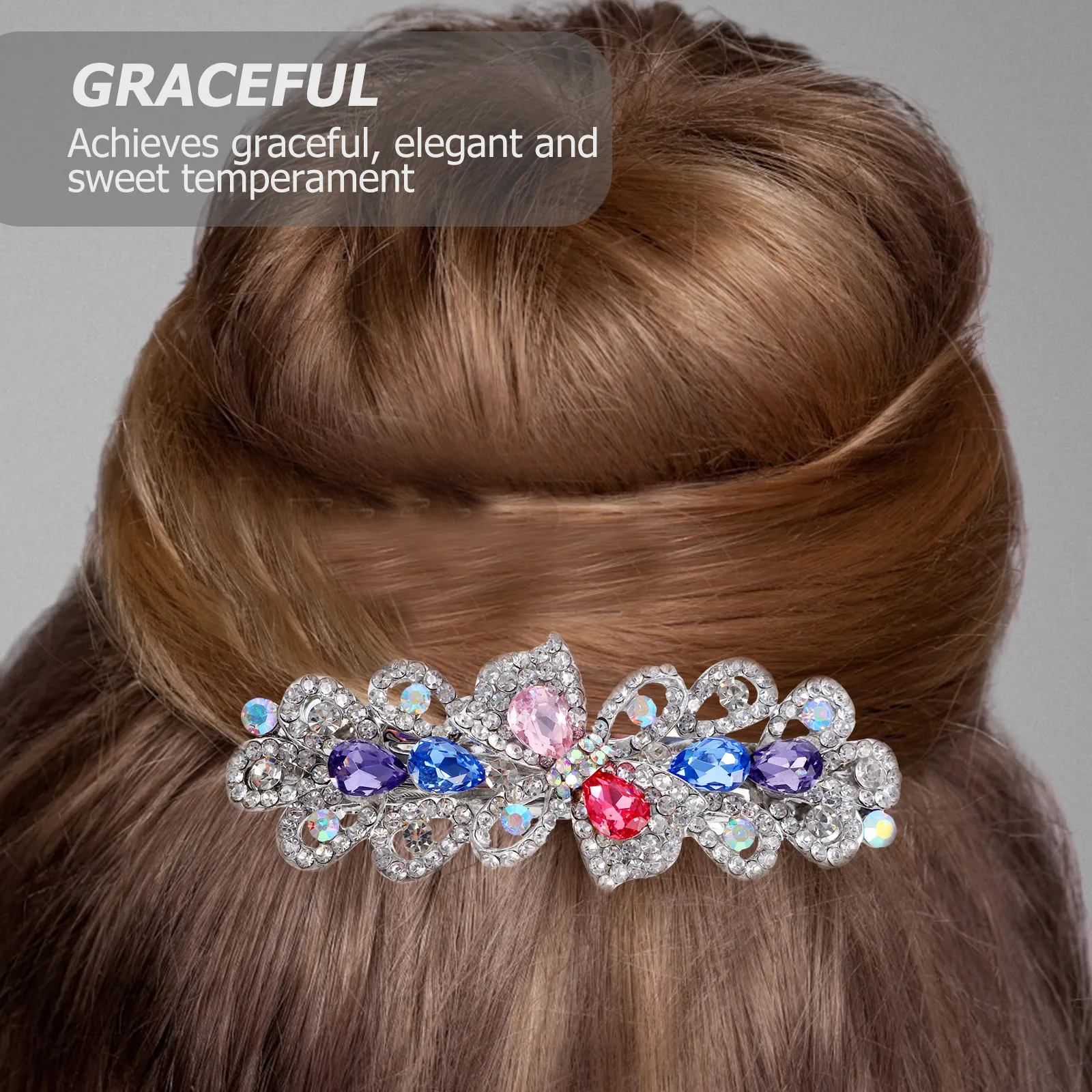 

Rhinestone Clip For Women Shiny Spring Barrette Durable Hairpin Elegant Aesthetic Hair Accessories Metal Hair Styling Clip