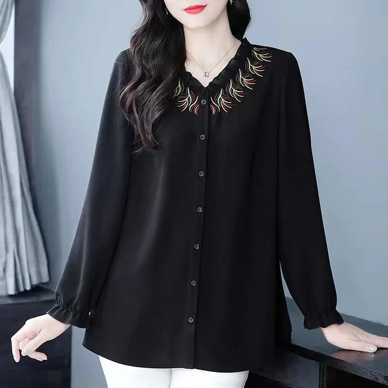 Oversized Nine Quarter Sleeve Chiffon Blusas For Mom Summer Causal Camisas Korean Fashion Top Chic Elegant Blouse Loose Shirt