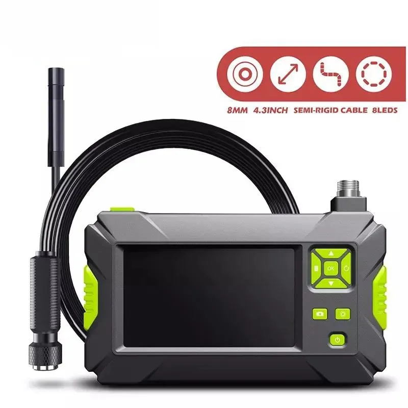 

4.3" Screen Industrial Endoscope Camera Dual Lens HD1080P 8mm 5.5mm 3.9mm Car Inspection Borescope Waterproof 2600mAh LED Lights