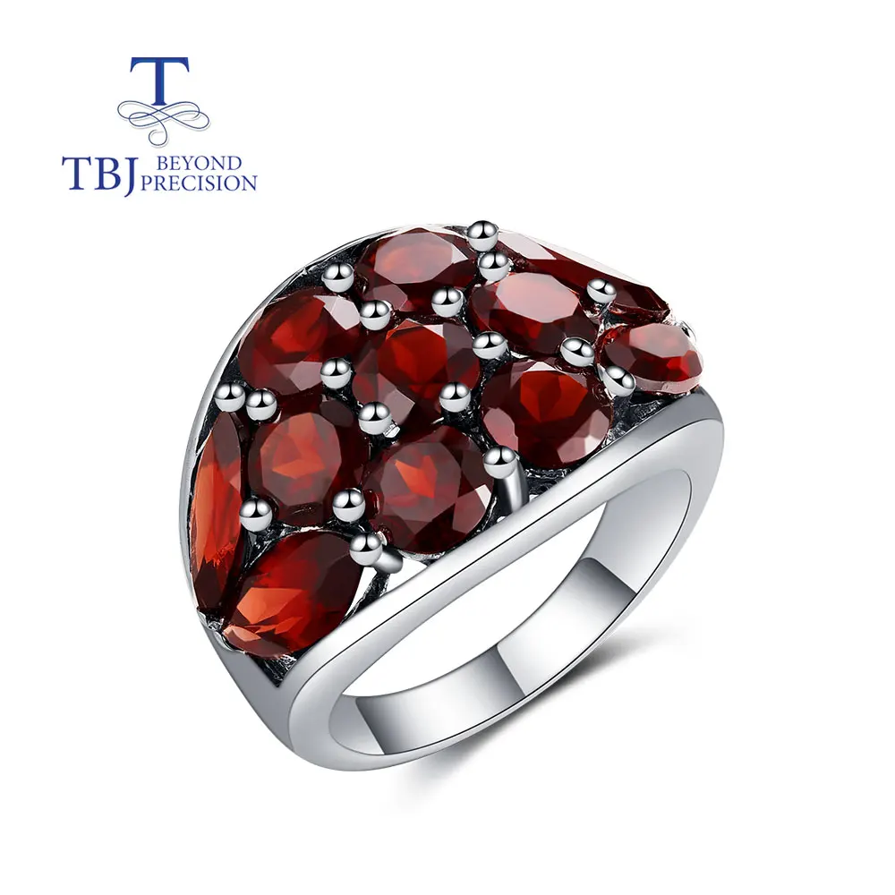 2026, Big silver Ring Natural Mozambique Red garnet gemstone Fine jewelry 925 sterling silver for women wife nice new year gift