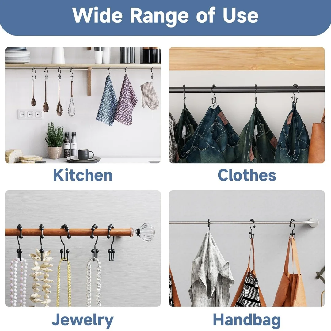 Black Stainless Steel Shower Hooks 3