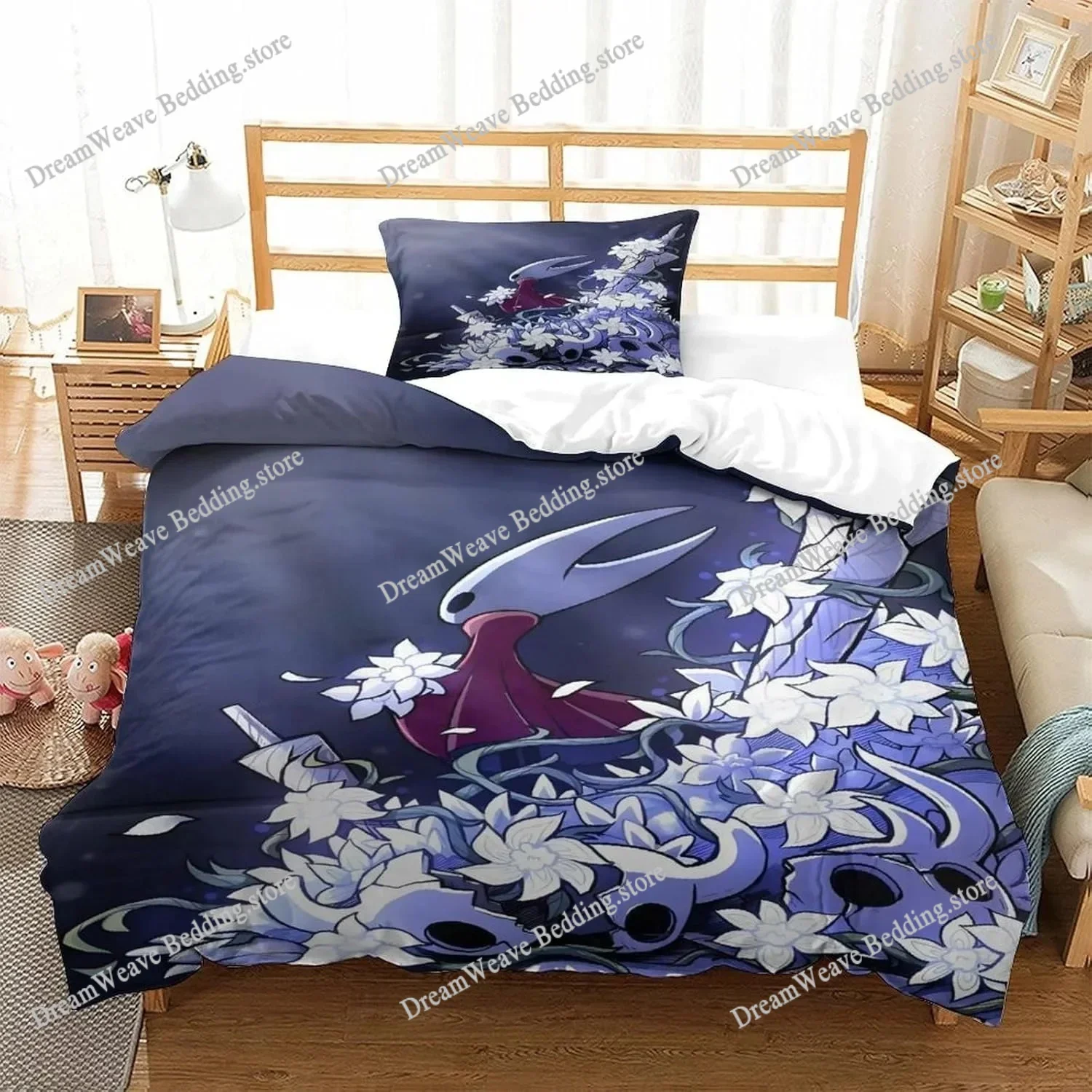 Anime Game Hollow Knight Bedding Set Hollow Knight Silksong Duvet Cover Set King Queen Full Double Single Size Hollow KnightsFQH