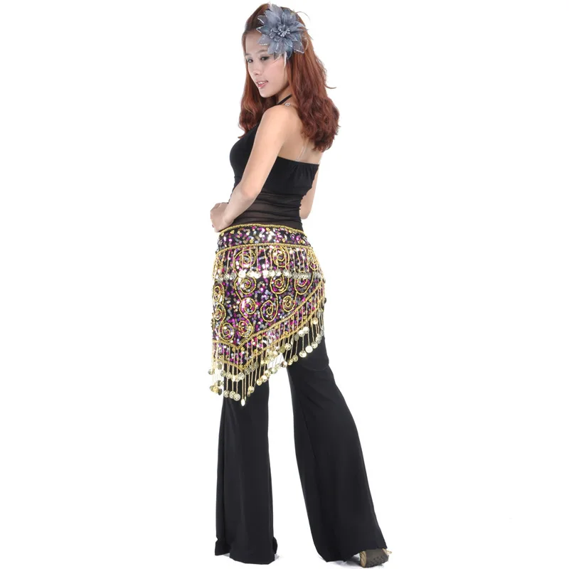 Belly dance belt costumes sequins tassel belly dance hip scarf for women belly dancing belts indain colors belt