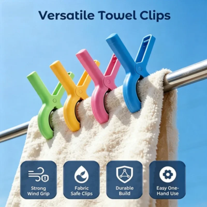 4/8pcs Beach Chair Bath Towel Clips, Non-Slip, Camping, Outdoor Accessories Quilt Clips, Seamless Sheets Drying Fixed Clips.