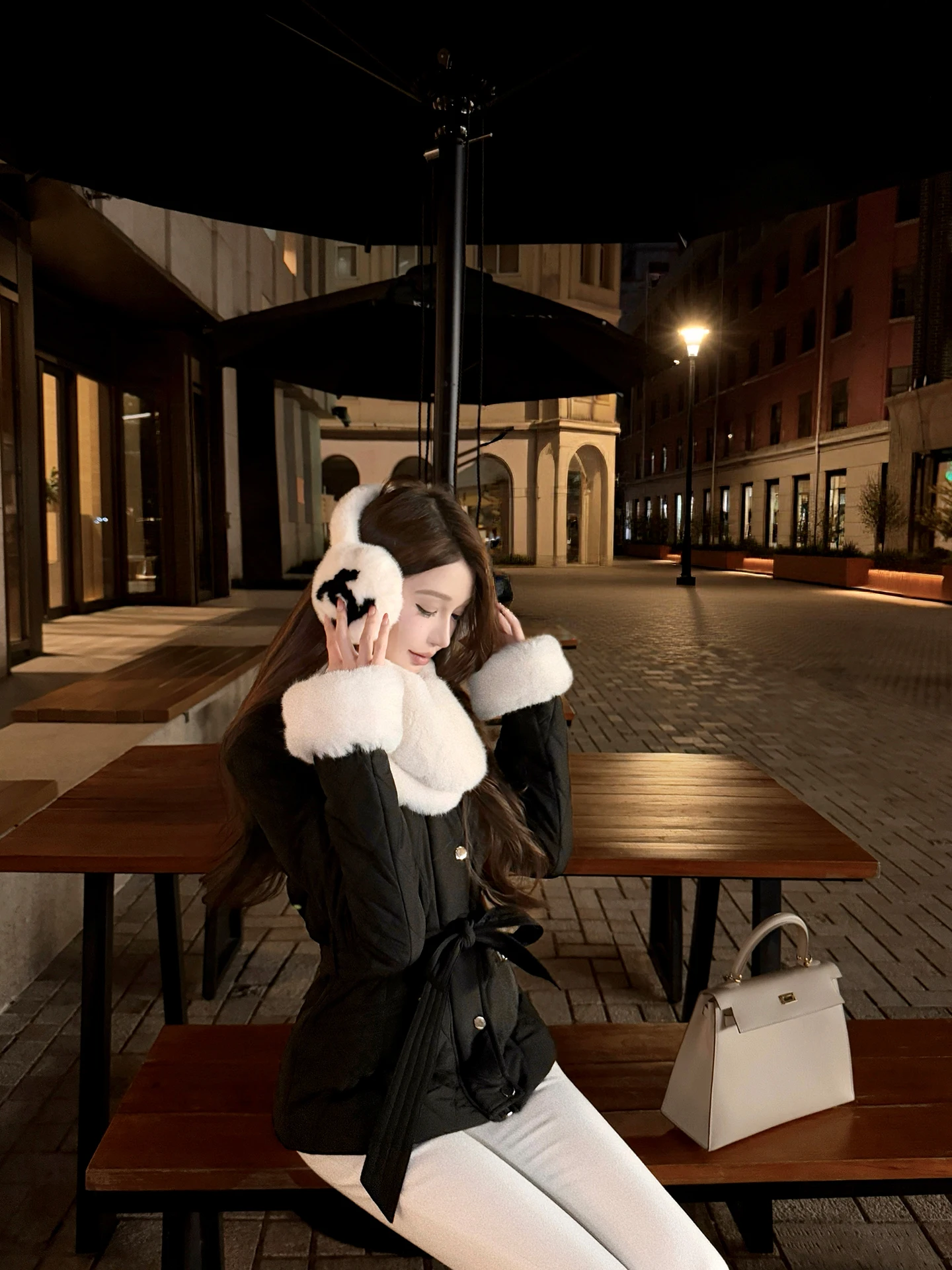 

Chill er Dusseldorf Night Sli Slim Fit Хлопковая куртка с меховым воротником Теплая верхняя одежда с застежкой на талии для женщин