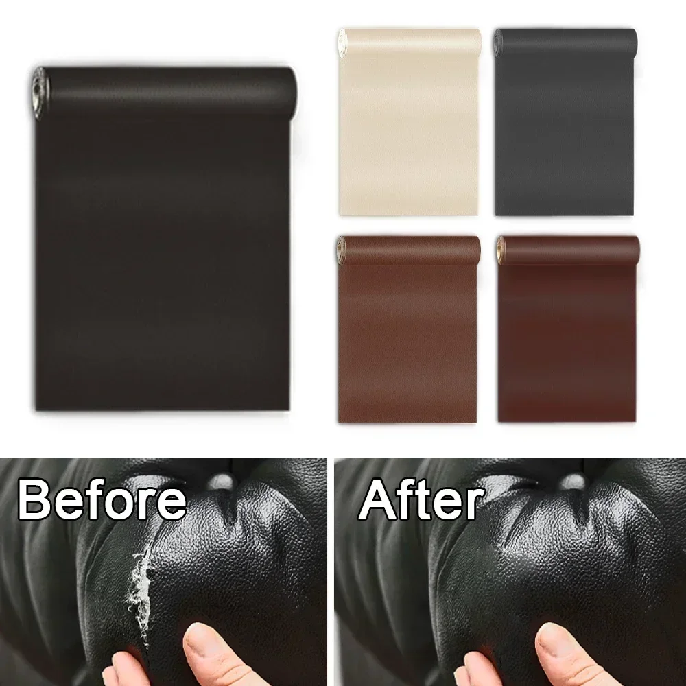 Self-Adhesive Leather Repair Patch Sofa Black PU Leather Sticker for Furniture Table Chair Clothes Car Seats Shoe Bags Fix Patch