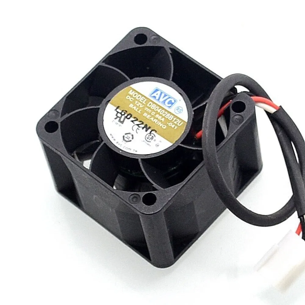 1Pcs 4028 40mm Double Ball Bearing Fan DB04028B12U 1U Server Chassis Cooling Fan 12V 0.66A 40*40*28mm For AVC