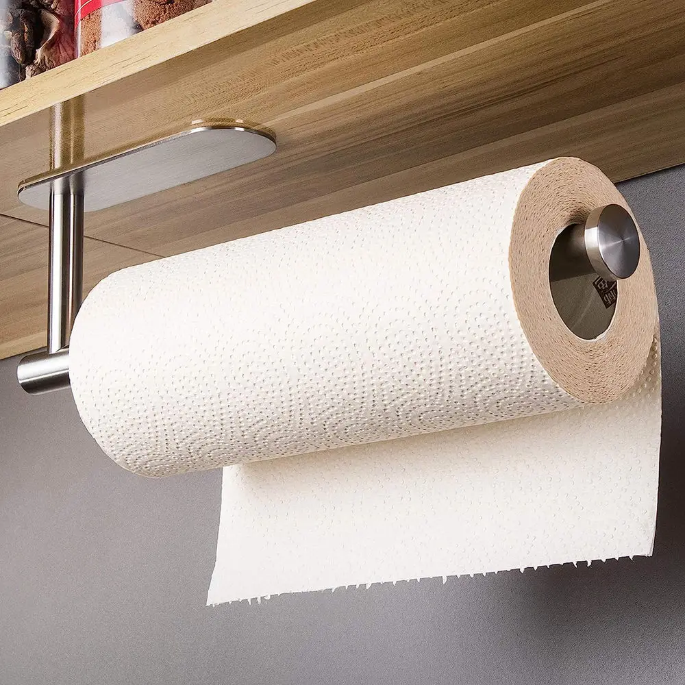 Kitchen Tissue Holder Hanging Towel Rack Paper Roll Holder Stainless Steel Toilet Paper Holder Cabinet Hook Kitchen Organizer