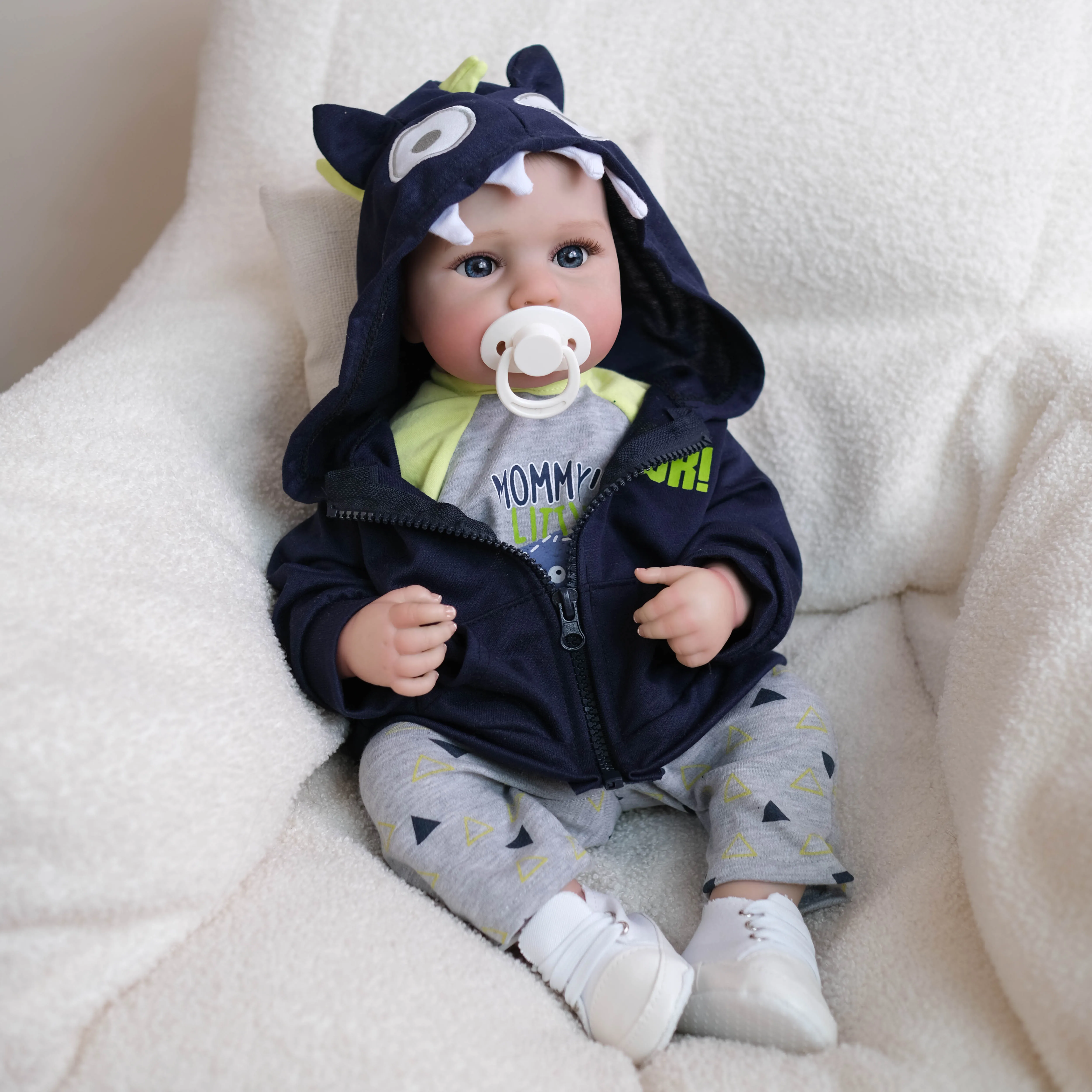 

NPK 19-inch Loulou Awake Baby Boy Collectible Art Doll Soft Silicone Waterproof Bath Toy Hand-Painted Detailed Design