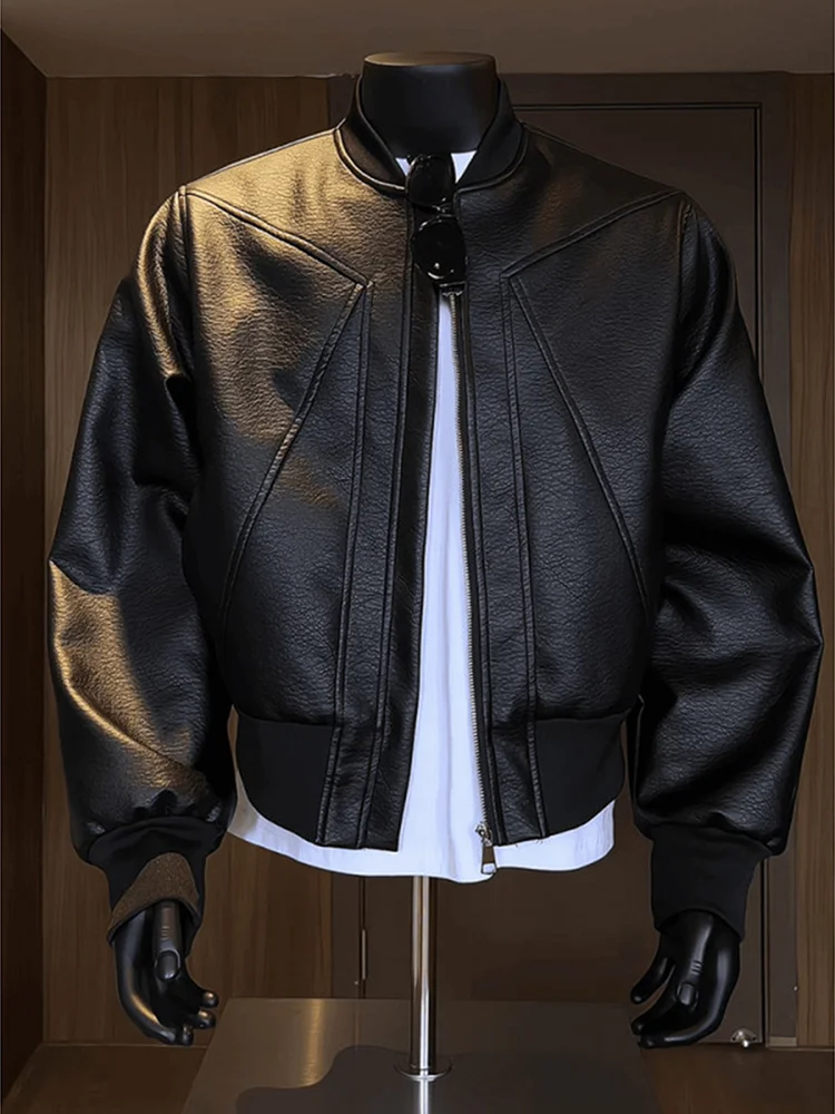 

Bla Deconstructed Leather Jaet Мужская ветрозащитная мотоциклетная одежда Бейсбольное пальто для пар Осенняя мода