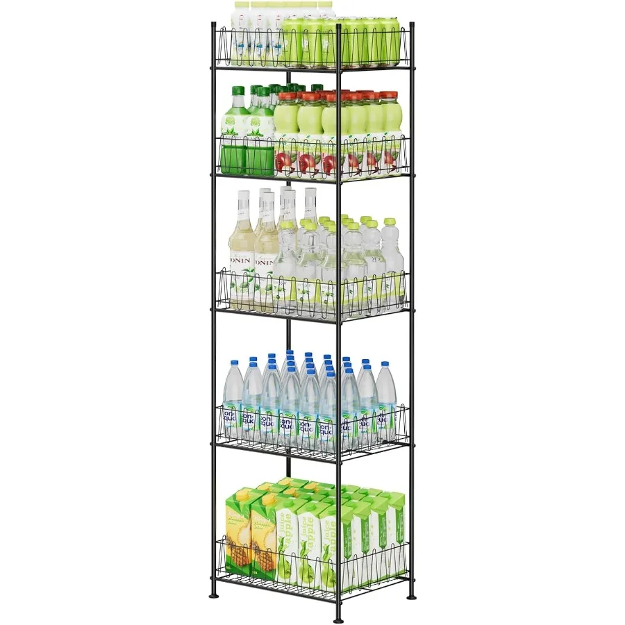 

5 Tier Water Bottle Storage Rack Freestanding Metal Water Bottle Holder Shelf Organizer Drink Beverage Can Rack Bottled Water S