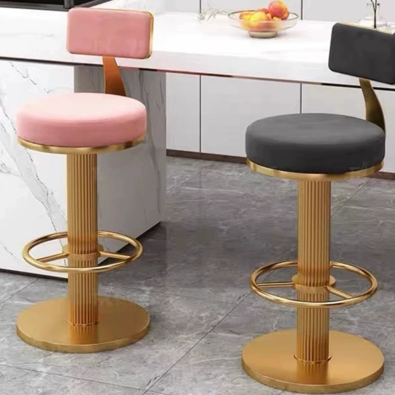 Modern Nordic Bar Chairs Design Luxury Metal Gold Bar Stools Swivel Comfortable Banco Alto Para Barra Salon Furniture