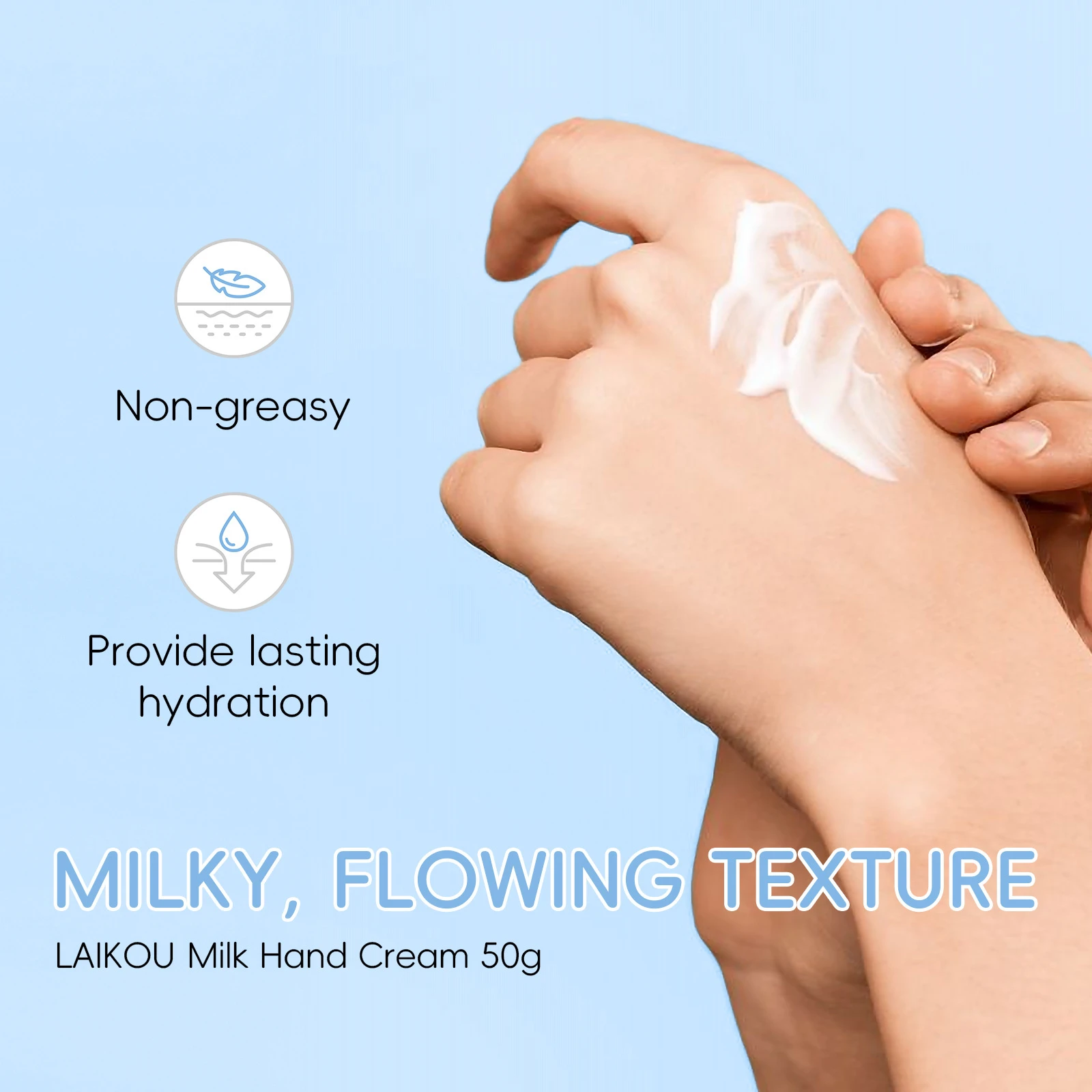 

LAIKOU Milk Hand Cream 50g Hydrating Moisturizing Repair Anti-Dry Crack Soften Skin Non-Greasy Daily Hand Care