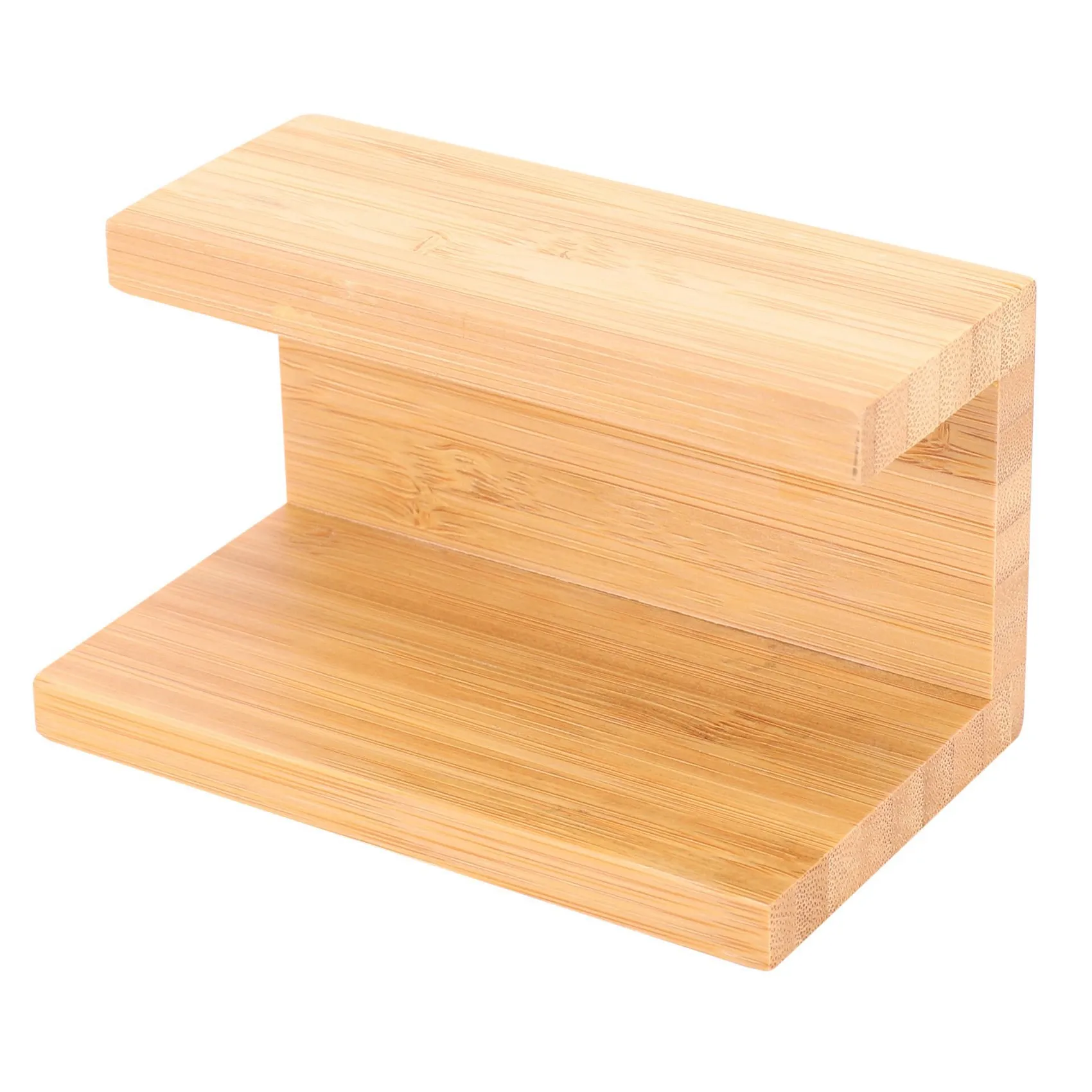 ABRI-3X Bamboo Wood Desktop Business Card Holder For Desk Sturdy Business Card Display Stand For Men Women