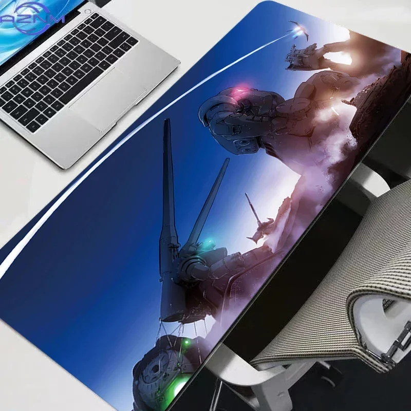 Deep Blue Sci-Fi Anime Mecha Combat Graphic Mouse Pad, Rubber Non-Slip Base Smooth Fabric Surface Mouse Pad for Gaming and Offic