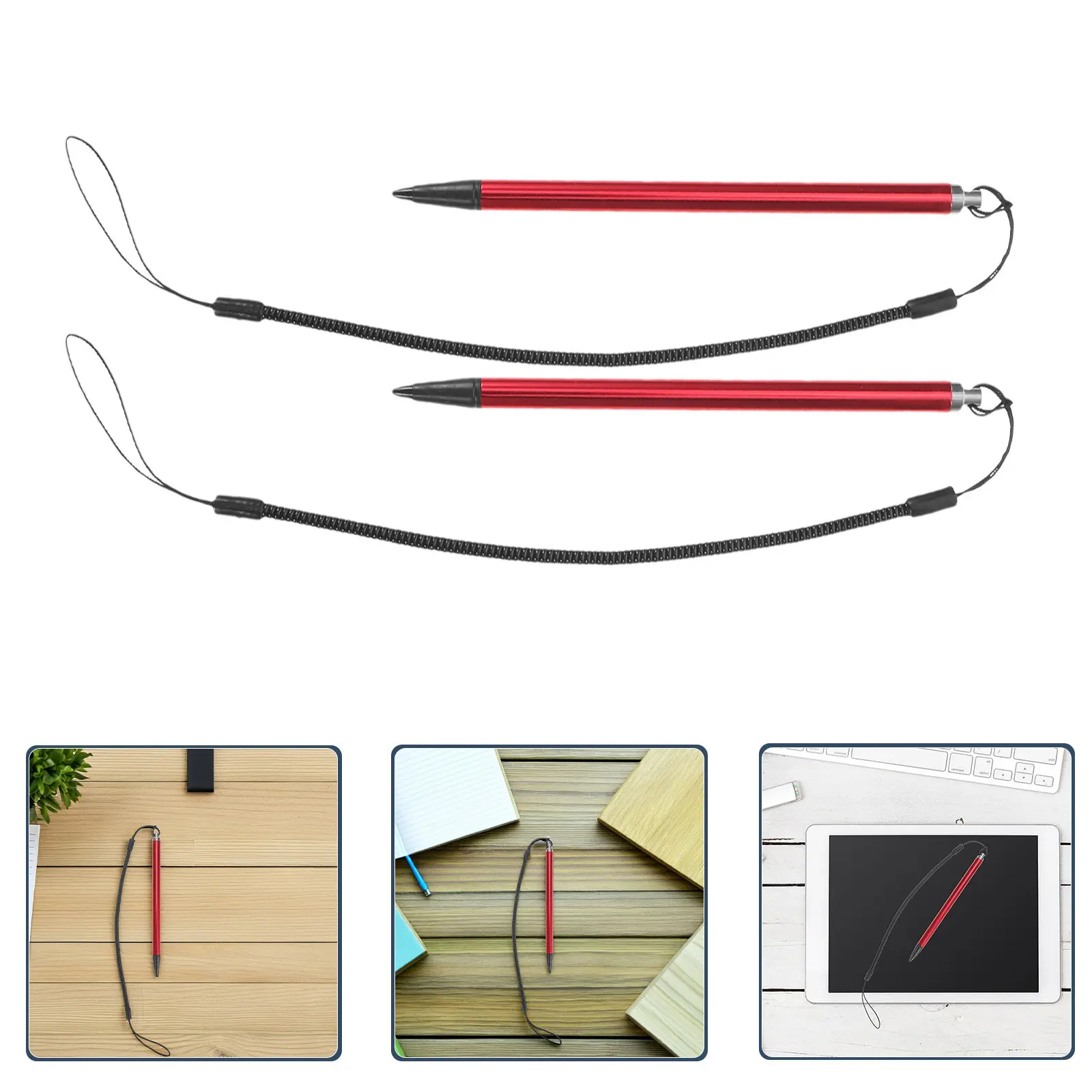 5Pcs Red Fine Tip Resistive Stylus Pen High Precision Spring Coil Touchscreen Stylus for Tablet Phone E-Reader Sketching