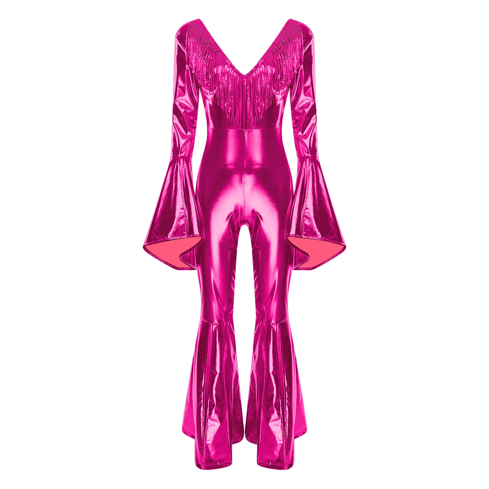 Peleles de una pieza para mujer, Jazz, Tap, discoteca, Club de baile, mono brillante con espalda descubierta y borlas para monos de baile Disco de Tango