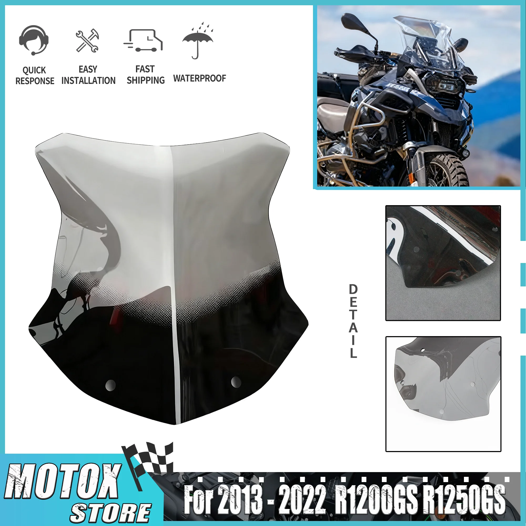 Fit For 2013 - 2022 BMW R1200GS R1250GS Motorcycle Windscreen Windshield R 1200GS R 1250 GS LC Adventure 2018 2019 2020 2021