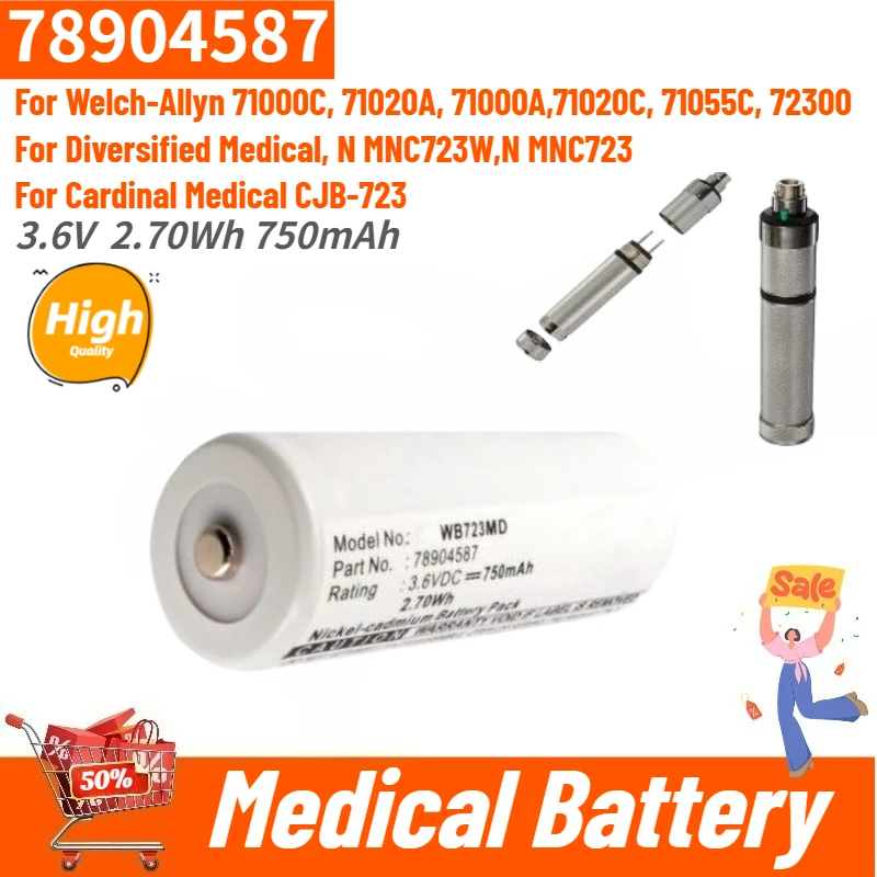 

78904587 High Quality Medical Replacement Battery 3.6V 750mAh for Welch-Allyn 72300 71000A 71020A 71000C 71020C 71055C Brand New