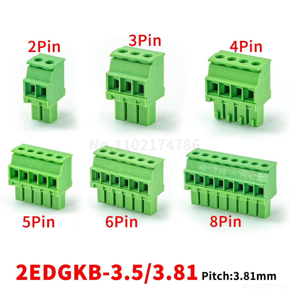 (5 pcs) 15EDGKB - 3.81mm 3.5mm vertical terminal block 90° side-entry plug Phoenix connector KF 2EDGKB 3.5 3.81