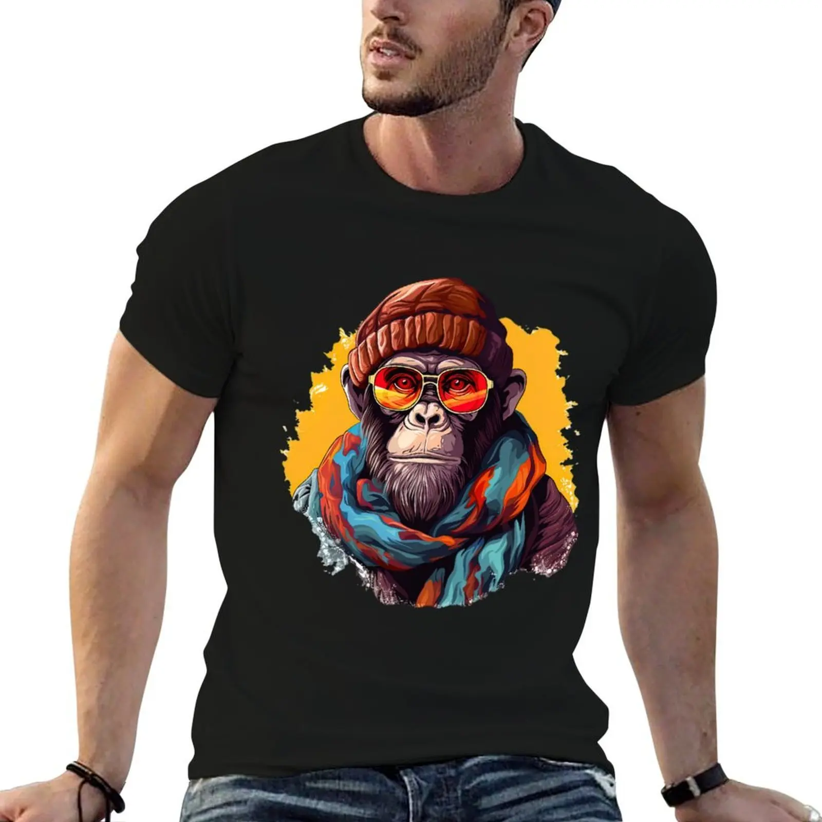 Colourful Monkey T-Shirt gifts for boyfriend kawaii clothes T-shirts for men cotton