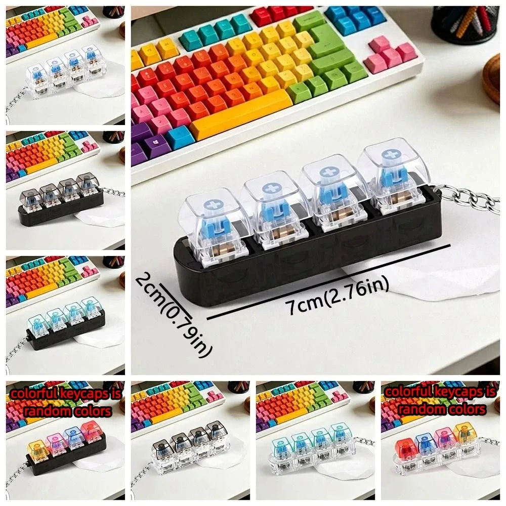 4-Tasten-LED-Tastatur-Schlüsselanhänger mit Klarer Klick-Druckgefühl und LED-Licht Mechanischer Schalter Tastatur Neuartig Transparent – Detail 1