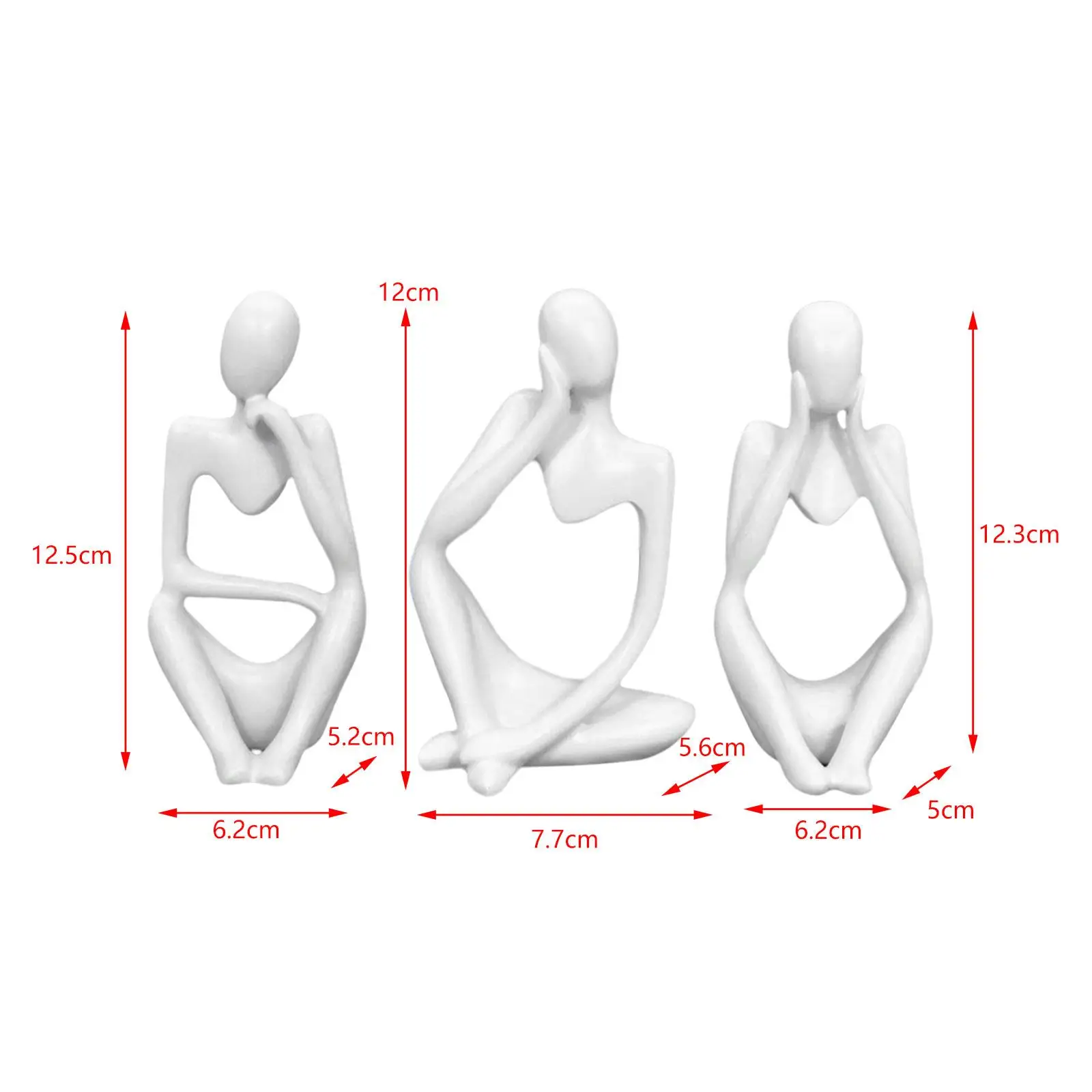 Mão pintada pensando pessoas estátua, escultura decorativa, decoração de mesa colecionáveis para casa, decoração de escritório, 3pcs