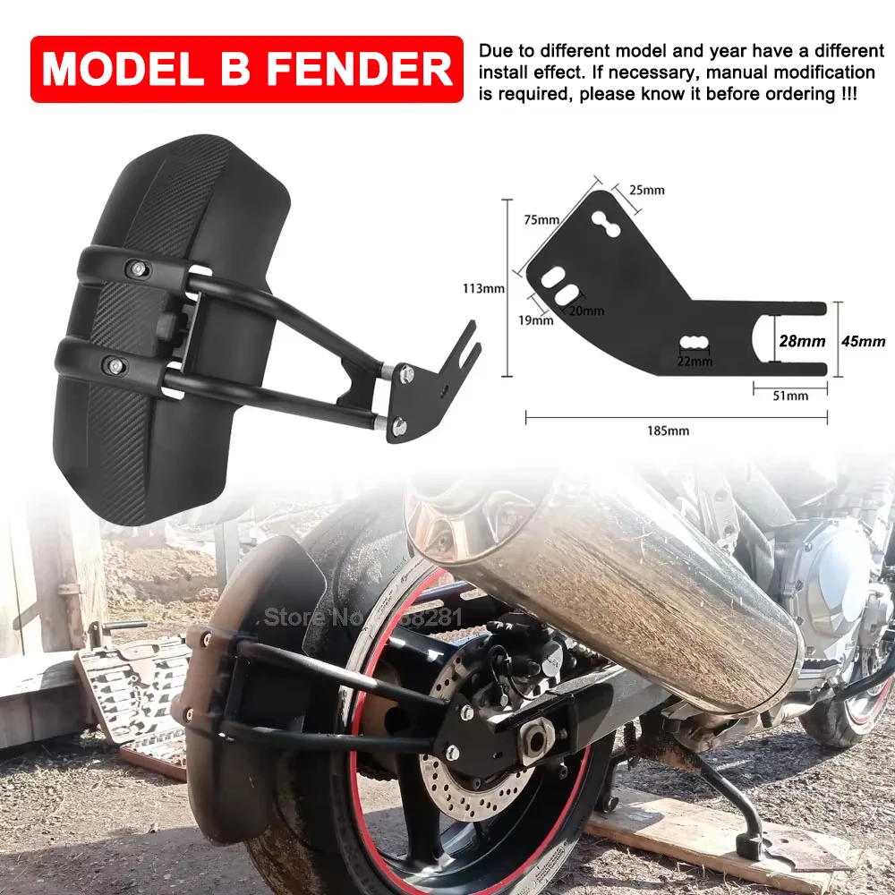 Universal Mudguard For Yamaha Motorcycle Rear Fender For Kawasaki For Honda Rear Wheel Hugger Mud Splash Guard Protector Cover