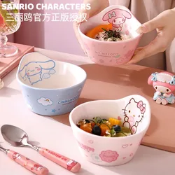 Sanrio Hello Kitty Cinnamoroll Anime Kawaii Ceramic Bowl Cute My Melody Eat Rice Soup Noodle Salad Dessert Tableware Gifts