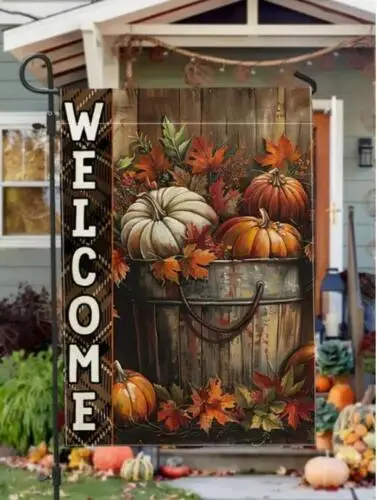 1pc Welcome Garden Flag For Thanksgiving   Halloween Decor For Farmhouse Yard