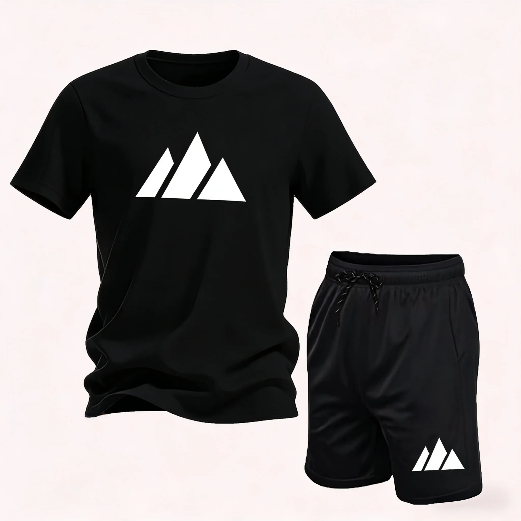 2026 Summer Fashion Trendy Casual Sports Two Piece Set Youth Men's Short Sleeved T-shirt + Shorts Set6