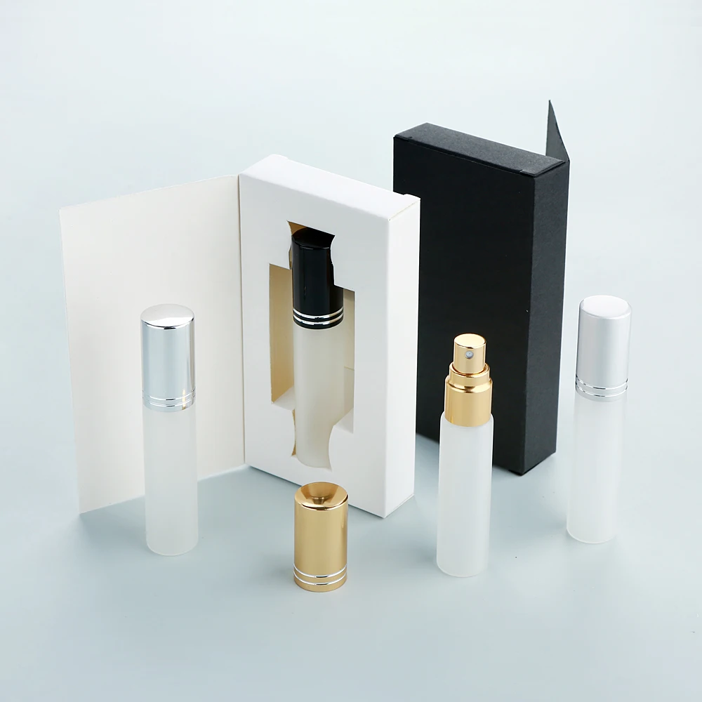 30 SZTUK 10ml wysokiej jakości matowych białych szklanych butelek na perfumy z rozpylaczem, drobna mgiełka, szczelne, wielokrotnego użytku, z wykwintnymi pudełkami