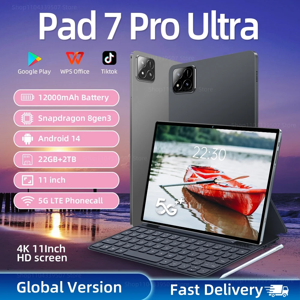 �y�Z�[�����z2025 Pad 7 Pro Ultra �ŐV�O���[�o���Ń^�u���b�g Android 14 Snapdragon 8Gen3 11�C���` �\�t�g���C�g�X�N���[�� WiFi GPS WPS 5G �^�u���b�gPC