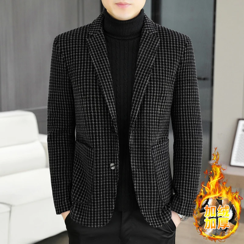 

Blazer Autumn Men's Business Gentleman Wedding Fashion Trend, Slimming and Versatile, with Golden Mink Velvet Casual Blazer