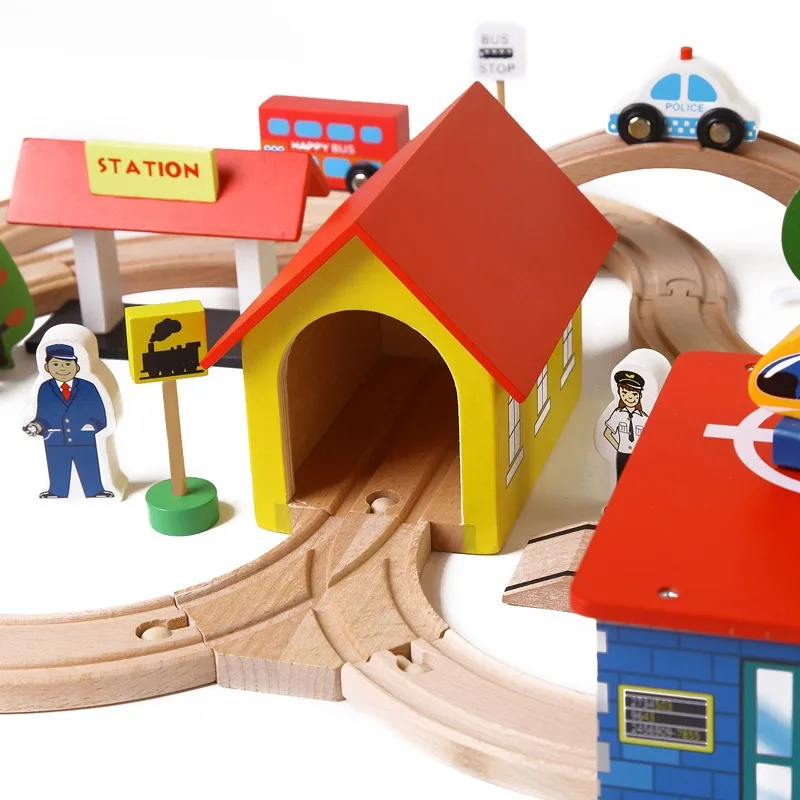 Giocattoli da pesca Bambini Treno ferroviario Giocattoli Set Treno magnetico Diecast Slot Toy T-homas Track Pista in legno Treno Ferrovia pianura aeroporto
