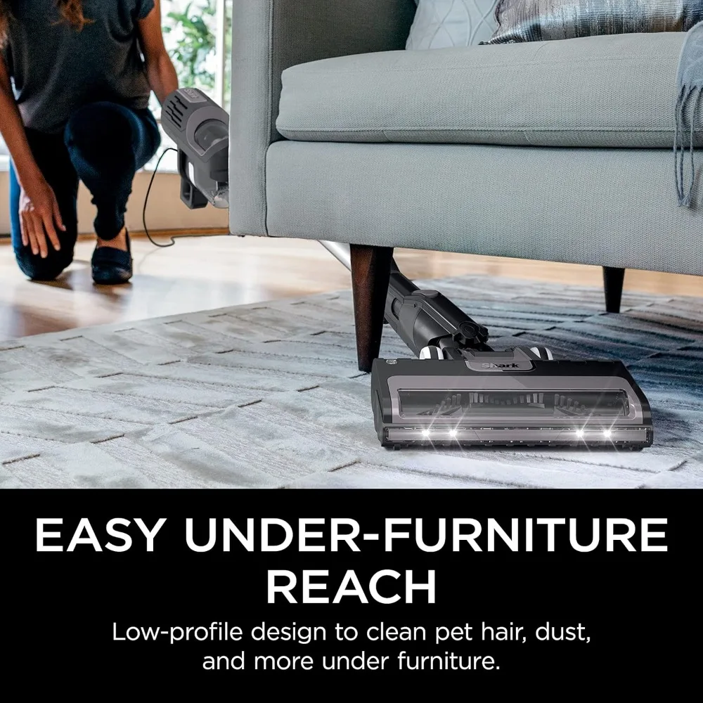 Corded Stick Vacuum, with Swivel Steering, LED Headlights, Removable Dust Cup, and 2 Pet Tools, for all Floors, Lavender,Black