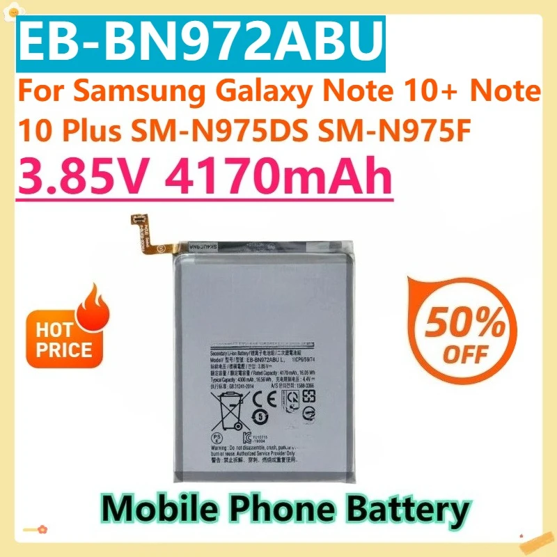 

For Samsung Galaxy Note 10+ Note 10 Plus SM-N975DS SM-N975F Phone Batteries EB-BN972ABU 3.85V 4300mAh Battery