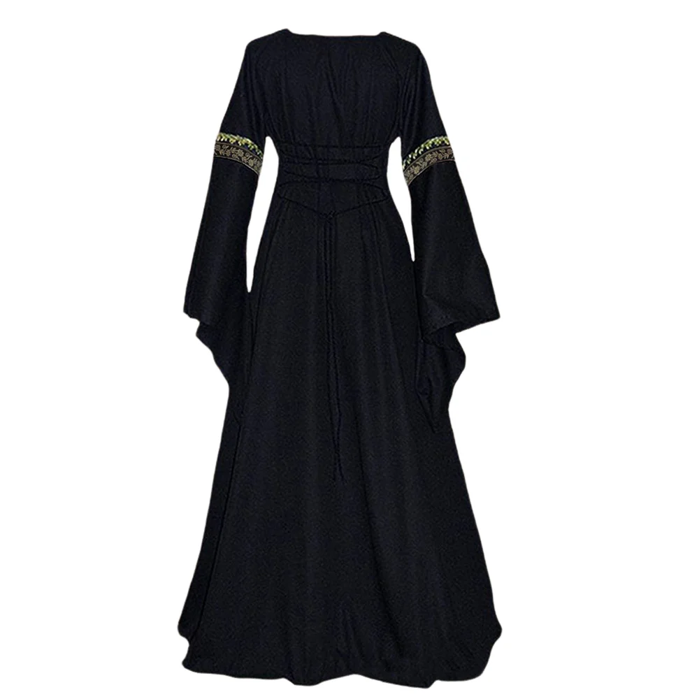 Cosplay renascentista medieval feminino, vestido com manga de sino, vestido vintage para meninas, traje traseiro atado, noiva vampira, Halloween