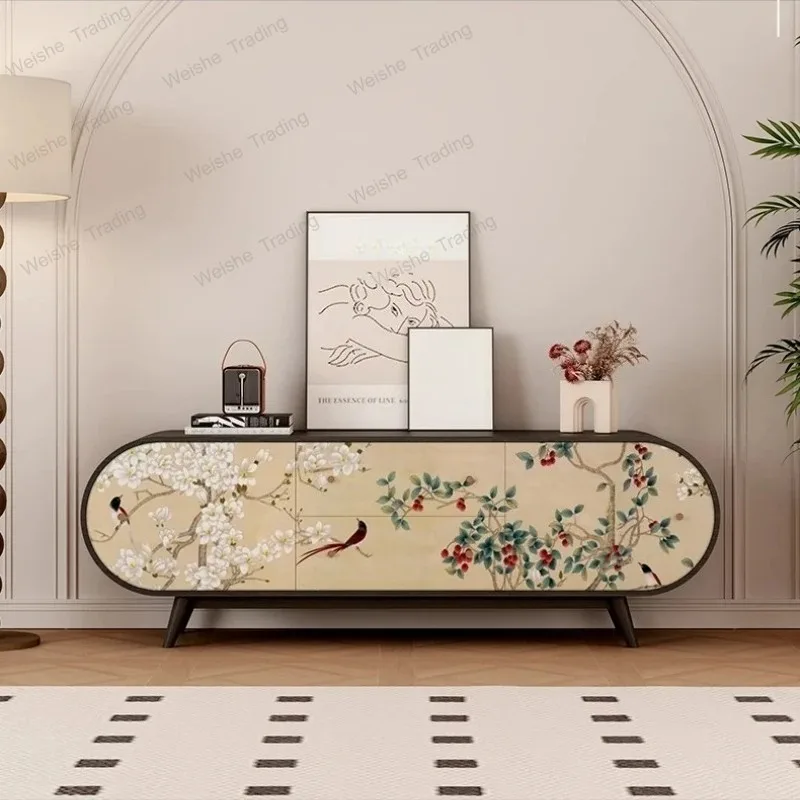 Chinese Wind Flower Bird Picture Household Bedroom Bedside Storage Integrated Cabinet