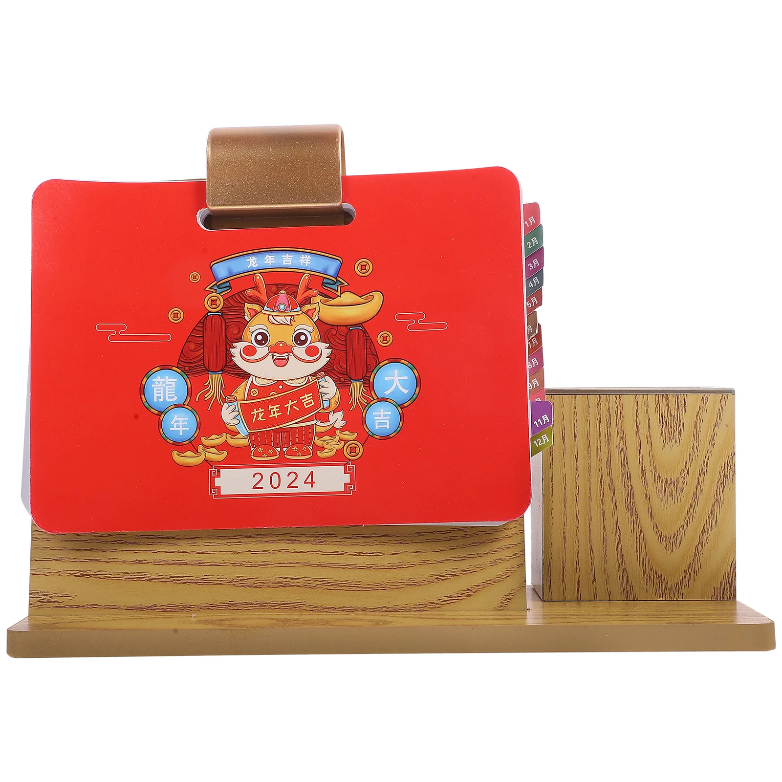 

Wood Calendar Organizer Desktop Sundries Holder Multifunctional Pen Box Phone Storage Case Daily Use Office Desk Calendar